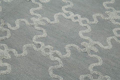 Nepal Geometric Gri Geometrik Yün Pamuk El Dokuma Halısı 244x305 Agacan