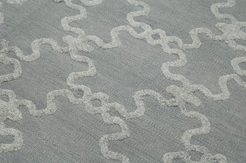 Nepal Geometric Gri Geometrik Yün Pamuk El Dokuma Halısı 244x305 Agacan