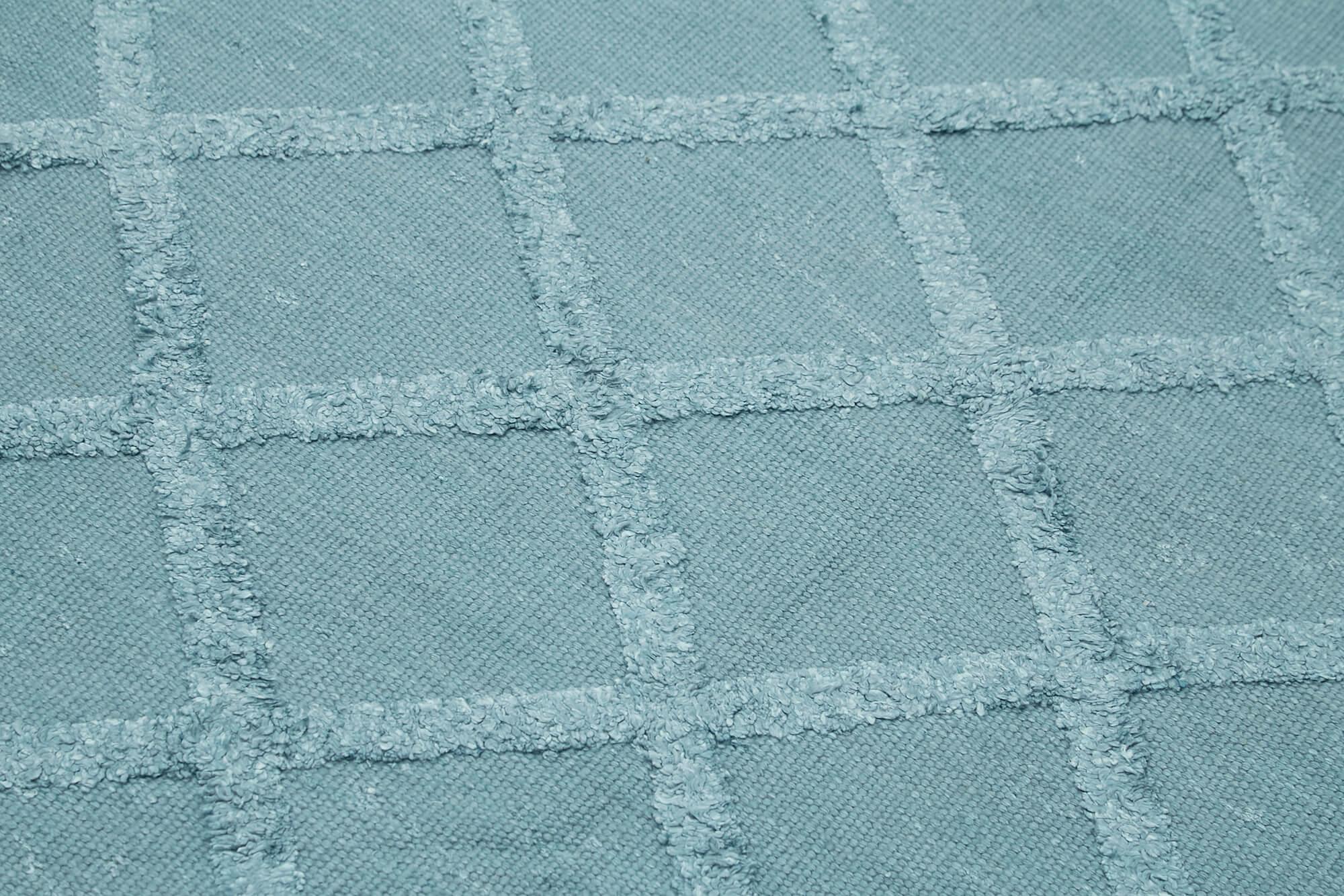 Nepal Geometric Mavi Geometrik Yün Pamuk El Dokuma Halısı 244x305 Agacan