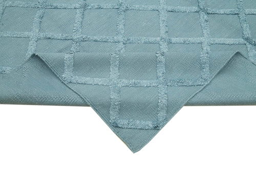 Nepal Geometric Mavi Geometrik Yün Pamuk El Dokuma Halısı 244x305 Agacan