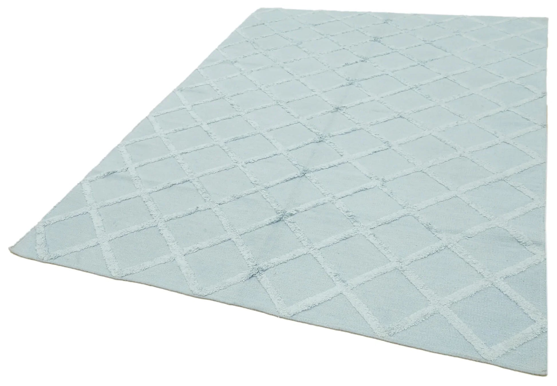 Nepal Geometric Mavi Geometrik Yün Pamuk El Dokuma Halısı 183x274 Agacan