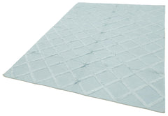 Nepal Geometric Mavi Geometrik Yün Pamuk El Dokuma Halısı 183x274 Agacan