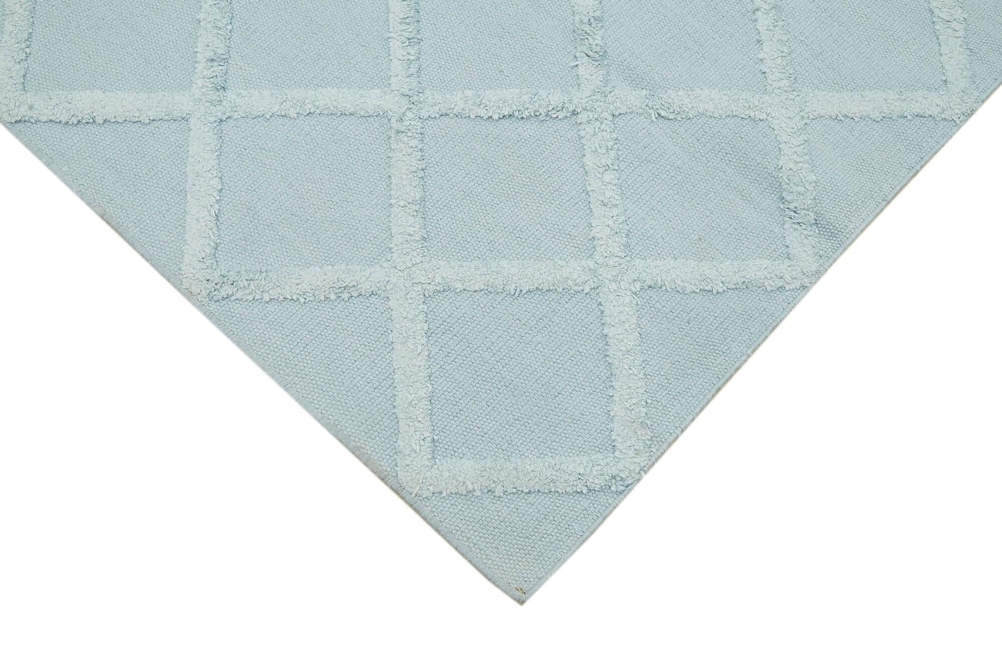Nepal Geometric Mavi Geometrik Yün Pamuk El Dokuma Halısı 183x274 Agacan