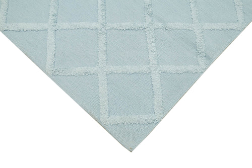 Nepal Geometric Mavi Geometrik Yün Pamuk El Dokuma Halısı 183x274 Agacan