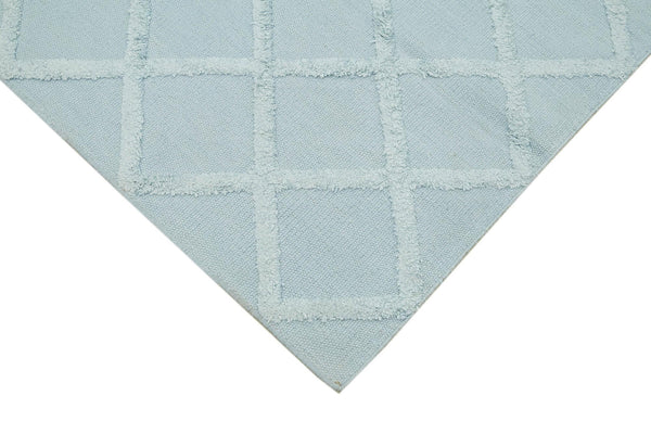 Nepal Geometric Mavi Geometrik Yün Pamuk El Dokuma Halısı 183x274 Agacan