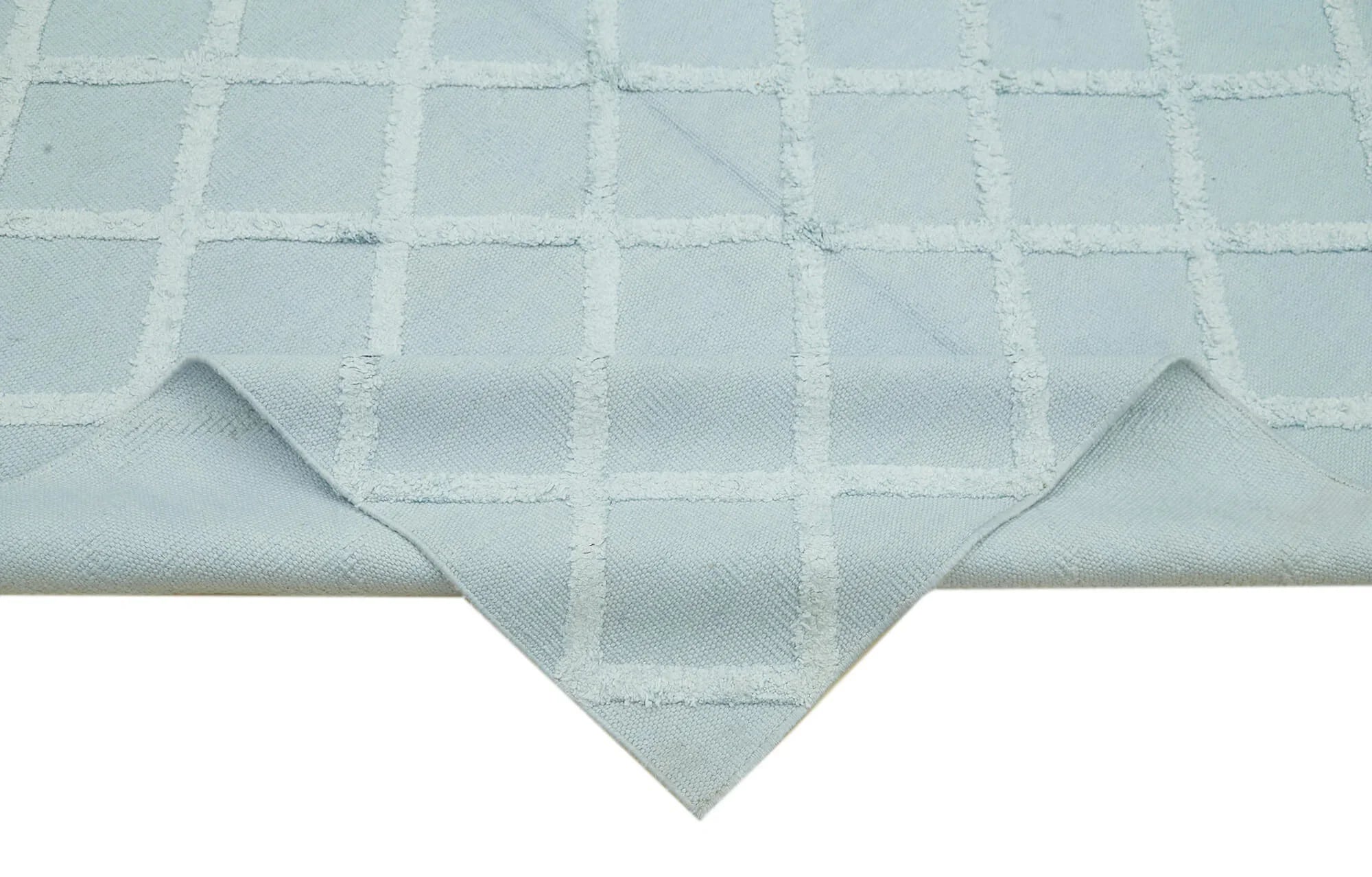 Nepal Geometric Mavi Geometrik Yün Pamuk El Dokuma Halısı 183x274 Agacan