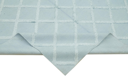 Nepal Geometric Mavi Geometrik Yün Pamuk El Dokuma Halısı 183x274 Agacan