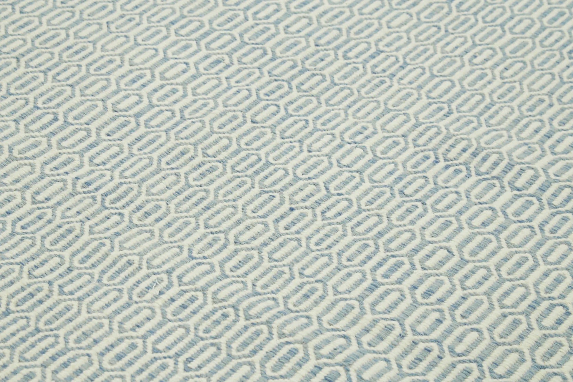 Nepal Geometric Mavi Geometrik Yün Pamuk El Dokuma Halısı 244x305 Agacan
