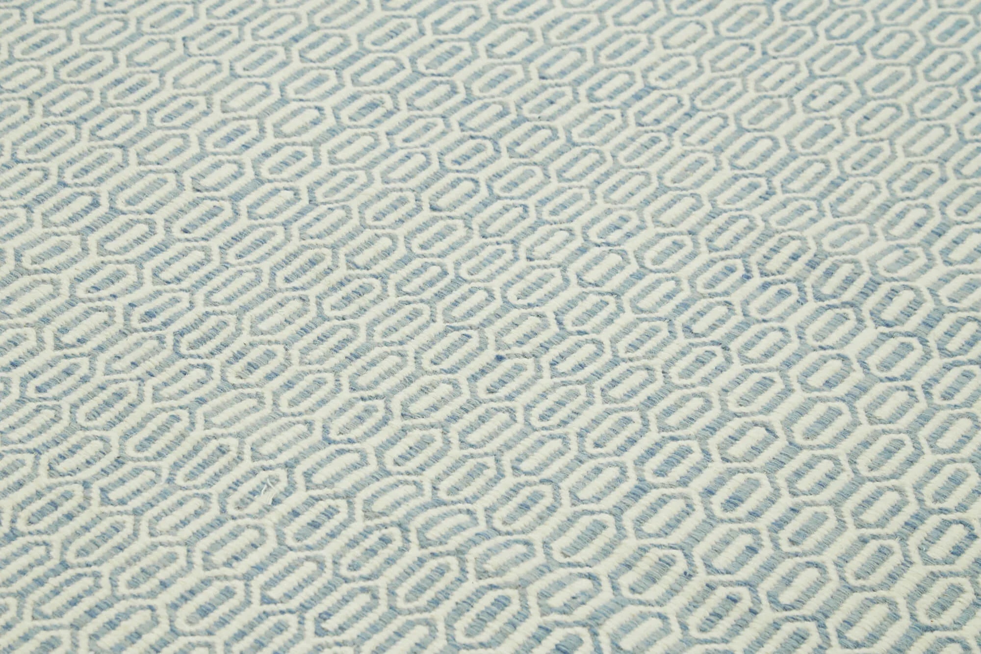 Nepal Geometric Mavi Geometrik Yün Pamuk El Dokuma Halısı 244x305 Agacan