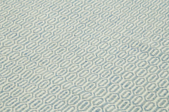 Nepal Geometric Mavi Geometrik Yün Pamuk El Dokuma Halısı 244x305 Agacan