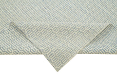 Nepal Geometric Mavi Geometrik Yün Pamuk El Dokuma Halısı 244x305 Agacan