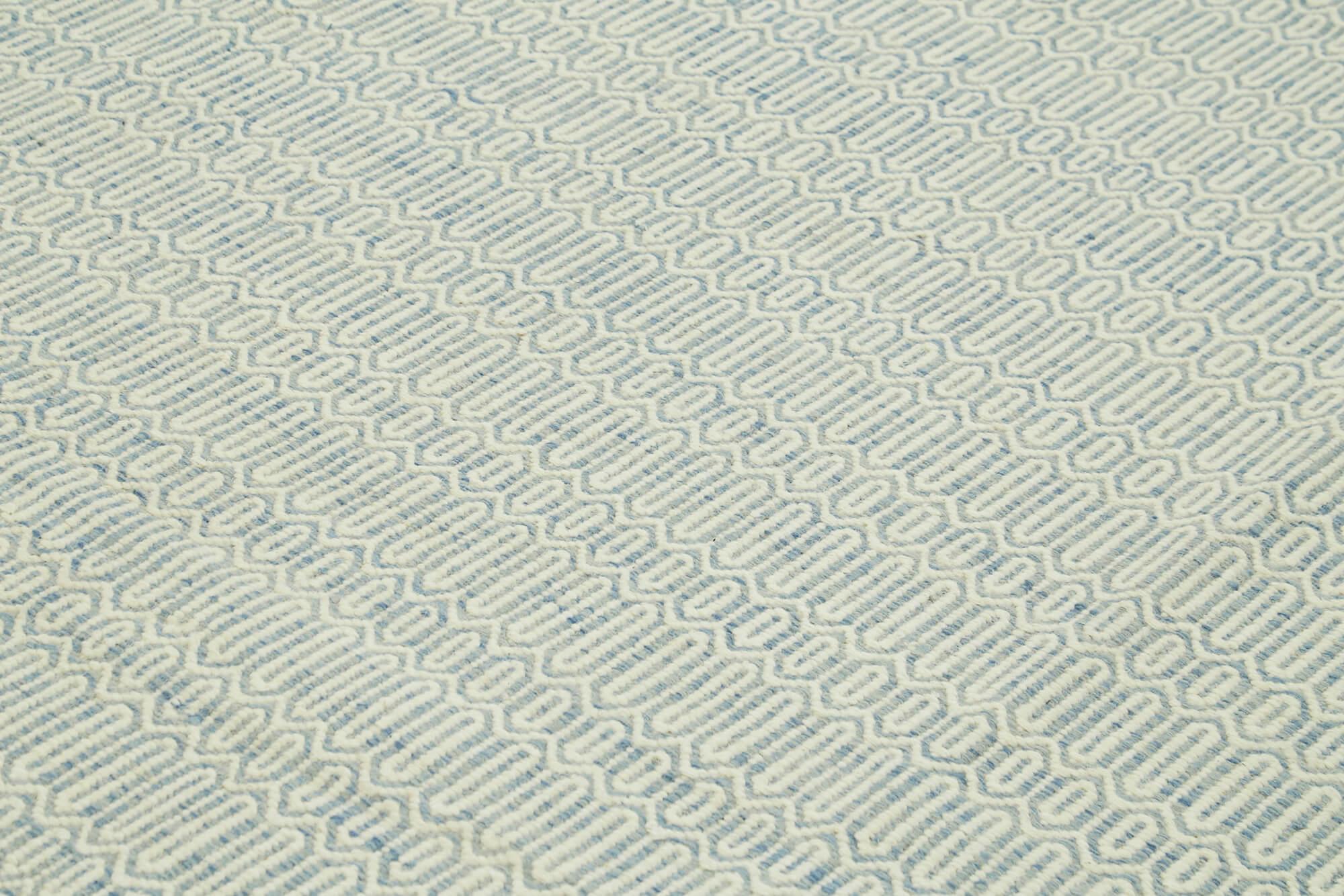 Nepal Geometric Mavi Geometrik Yün Pamuk El Dokuma Halısı 274x366 Agacan