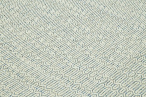 Nepal Geometric Mavi Geometrik Yün Pamuk El Dokuma Halısı 274x366 Agacan