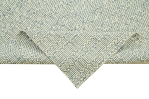 Nepal Geometric Mavi Geometrik Yün Pamuk El Dokuma Halısı 274x366 Agacan