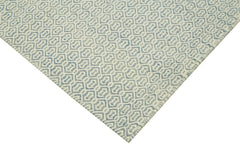 Nepal Geometric Mavi Geometrik Yün Pamuk El Dokuma Halısı 274x366 Agacan