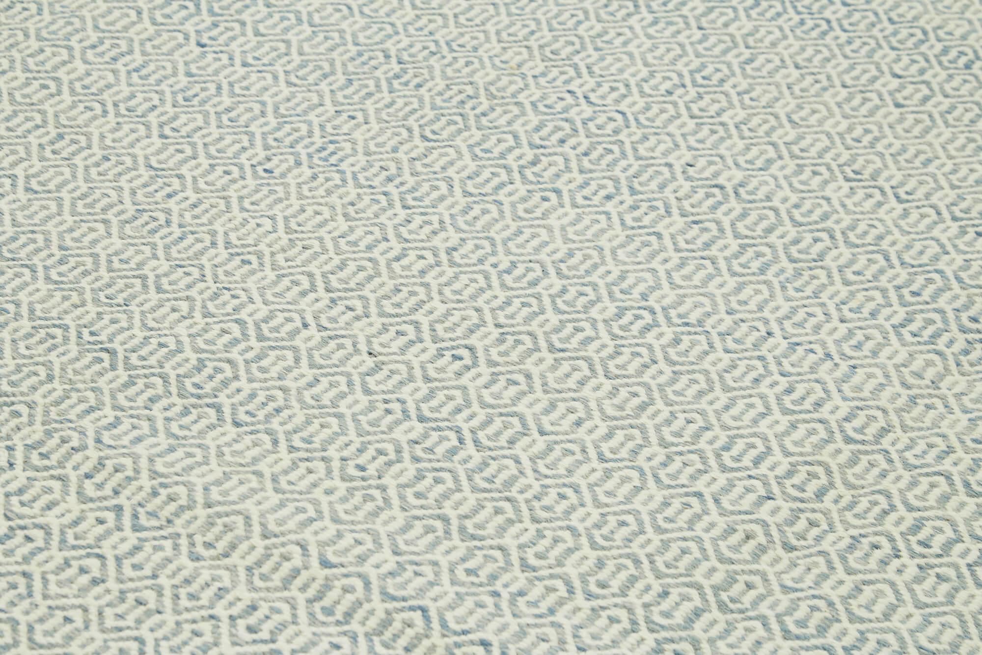 Nepal Geometric Mavi Geometrik Yün Pamuk El Dokuma Halısı 274x366 Agacan