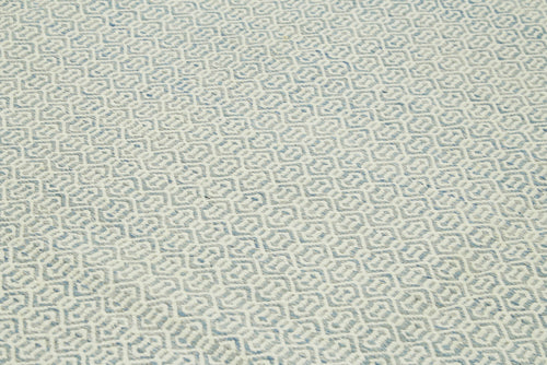 Nepal Geometric Mavi Geometrik Yün Pamuk El Dokuma Halısı 274x366 Agacan