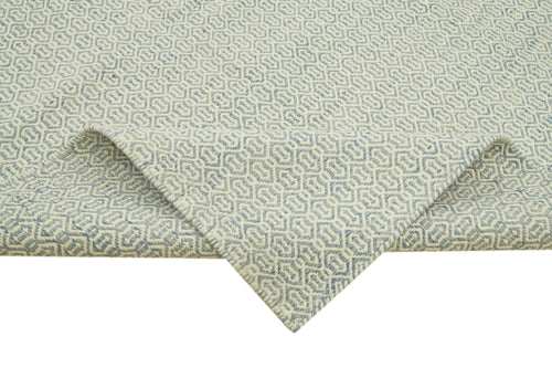 Nepal Geometric Mavi Geometrik Yün Pamuk El Dokuma Halısı 274x366 Agacan