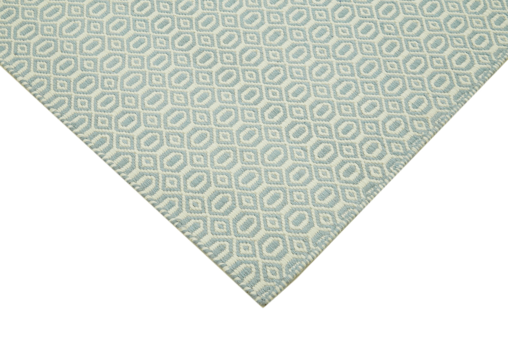 Nepal Geometric Mavi Geometrik Yün Pamuk El Dokuma Halısı 274x366 Agacan