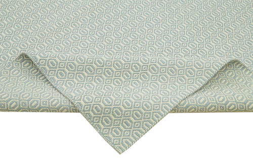 Nepal Geometric Mavi Geometrik Yün Pamuk El Dokuma Halısı 274x366 Agacan