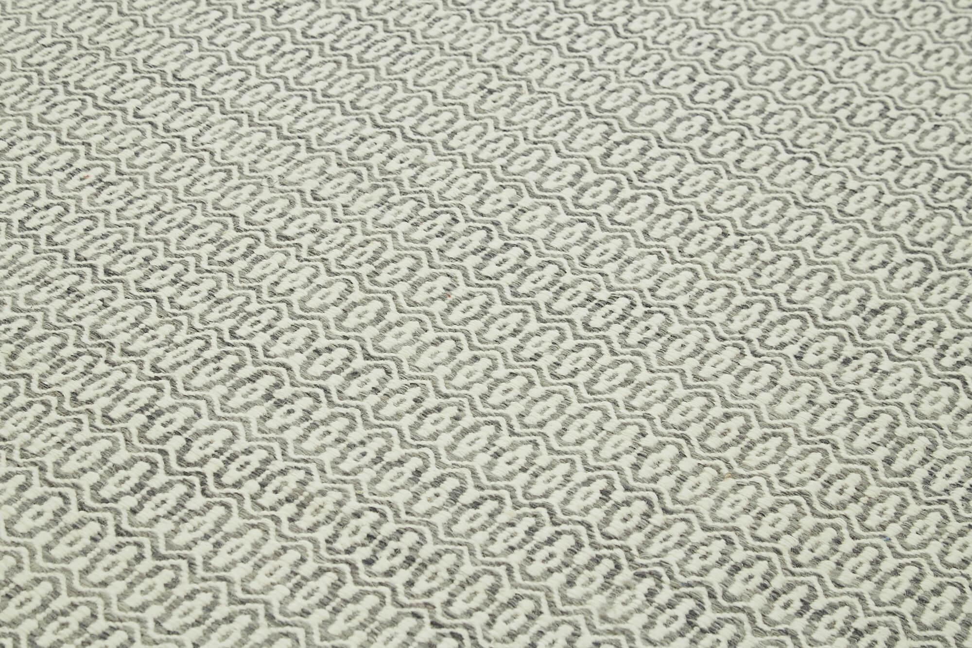 Nepal Geometric Gri Geometrik Yün Pamuk El Dokuma Halısı 274x366 Agacan