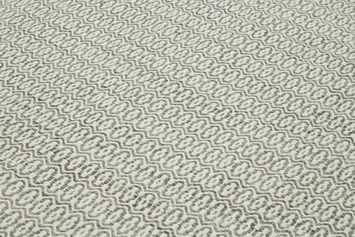 Nepal Geometric Gri Geometrik Yün Pamuk El Dokuma Halısı 274x366 Agacan
