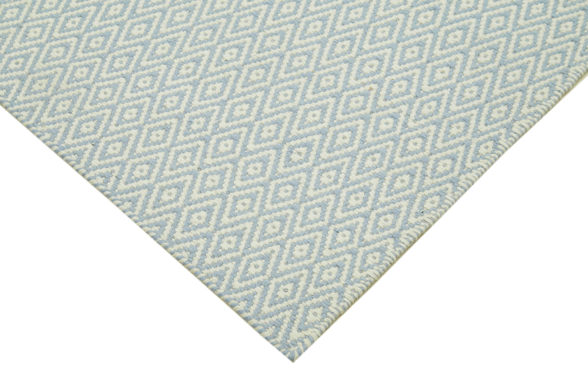 Nepal Geometric Mavi Geometrik Yün Pamuk El Dokuma Halısı 274x365 Agacan