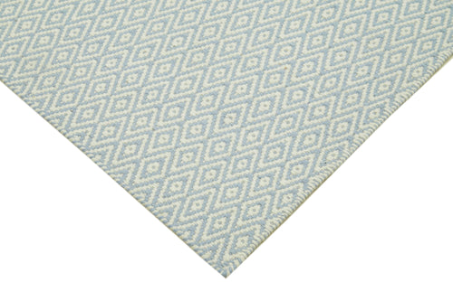 Nepal Geometric Mavi Geometrik Yün Pamuk El Dokuma Halısı 274x365 Agacan