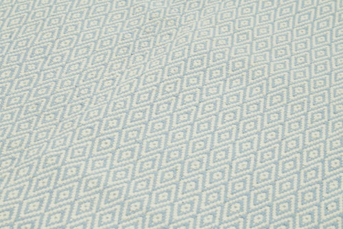 Nepal Geometric Mavi Geometrik Yün Pamuk El Dokuma Halısı 274x365 Agacan