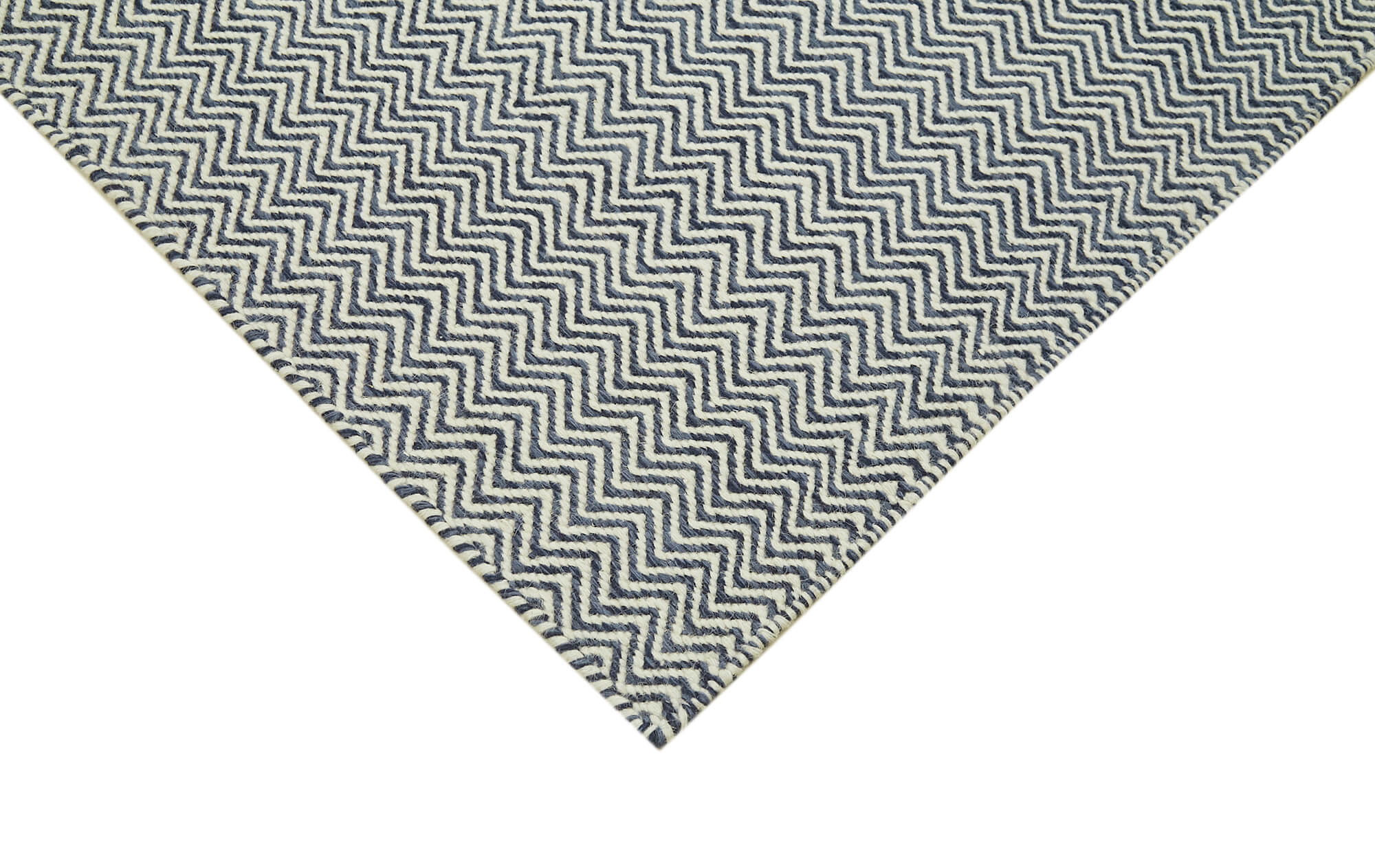 Nepal Geometric Gri Geometrik Yün Pamuk El Dokuma Halısı 244x305 Agacan