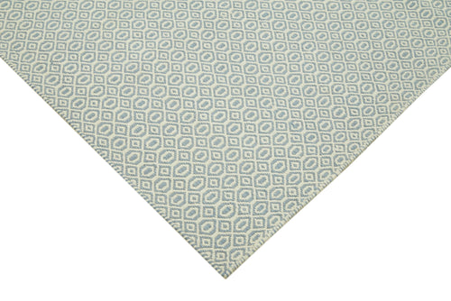 Nepal Geometric Mavi Geometrik Yün Pamuk El Dokuma Halısı 244x305 Agacan