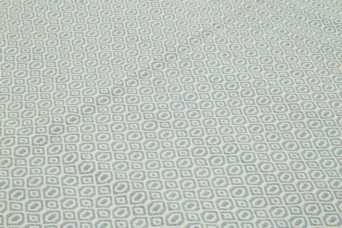 Nepal Geometric Mavi Geometrik Yün Pamuk El Dokuma Halısı 244x305 Agacan