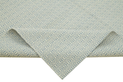 Nepal Geometric Mavi Geometrik Yün Pamuk El Dokuma Halısı 244x305 Agacan