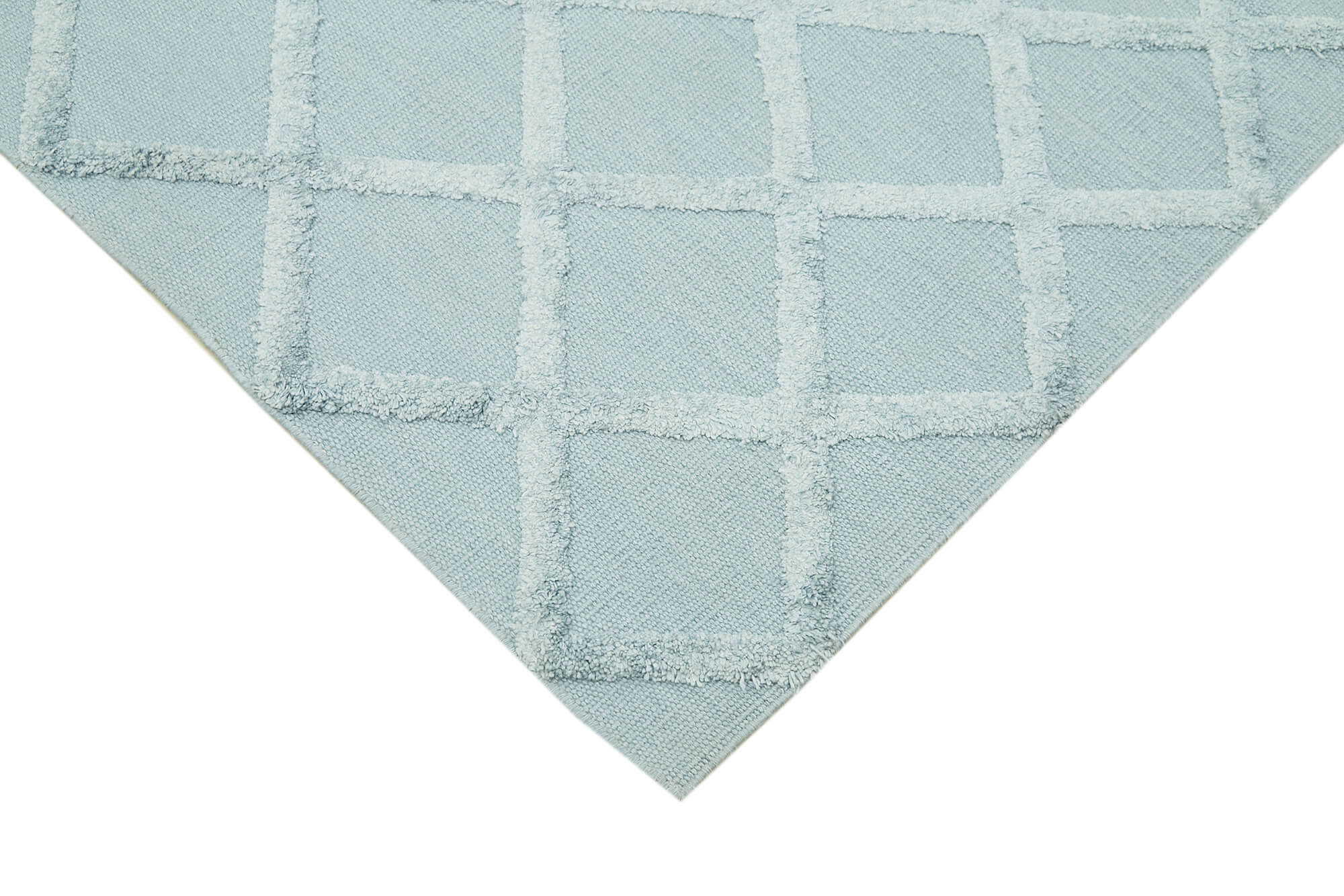 Nepal Geometric Mavi Geometrik Yün Pamuk El Dokuma Halısı 244x305 Agacan