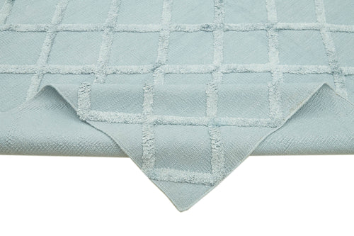 Nepal Geometric Mavi Geometrik Yün Pamuk El Dokuma Halısı 244x305 Agacan