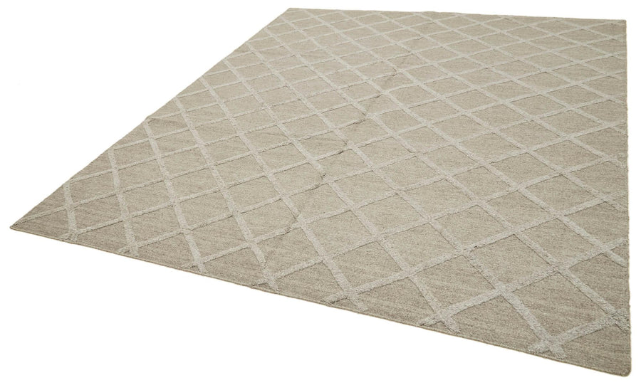 Nepal Geometric Kahverengi Geometrik Yün Pamuk El Dokuma Halısı 216x277 Agacan