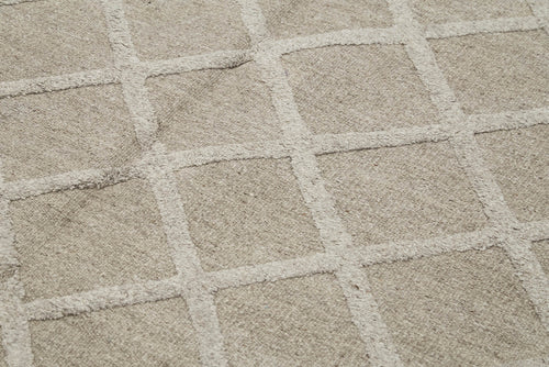 Nepal Geometric Kahverengi Geometrik Yün Pamuk El Dokuma Halısı 216x277 Agacan