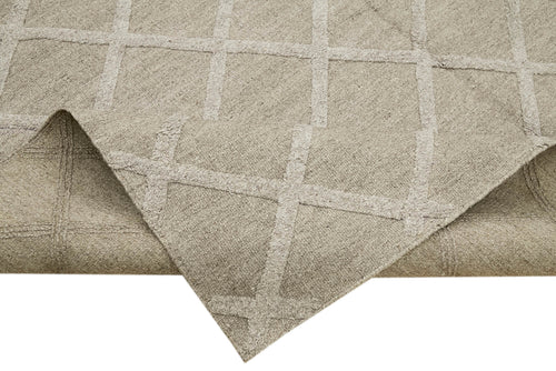 Nepal Geometric Kahverengi Geometrik Yün Pamuk El Dokuma Halısı 216x277 Agacan