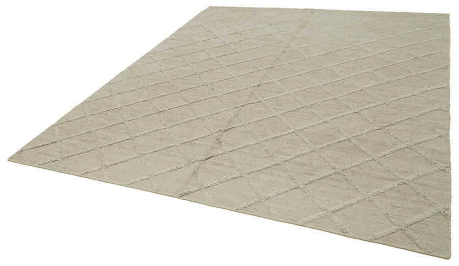 Nepal Geometric Kahverengi Geometrik Yün Pamuk El Dokuma Halısı 244x305 Agacan