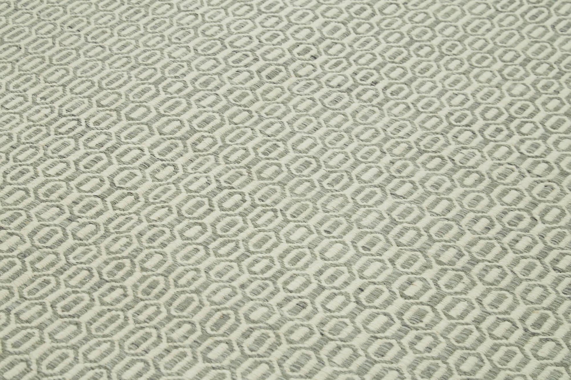Nepal Geometric Gri Geometrik Yün Pamuk El Dokuma Halısı 244x305 Agacan