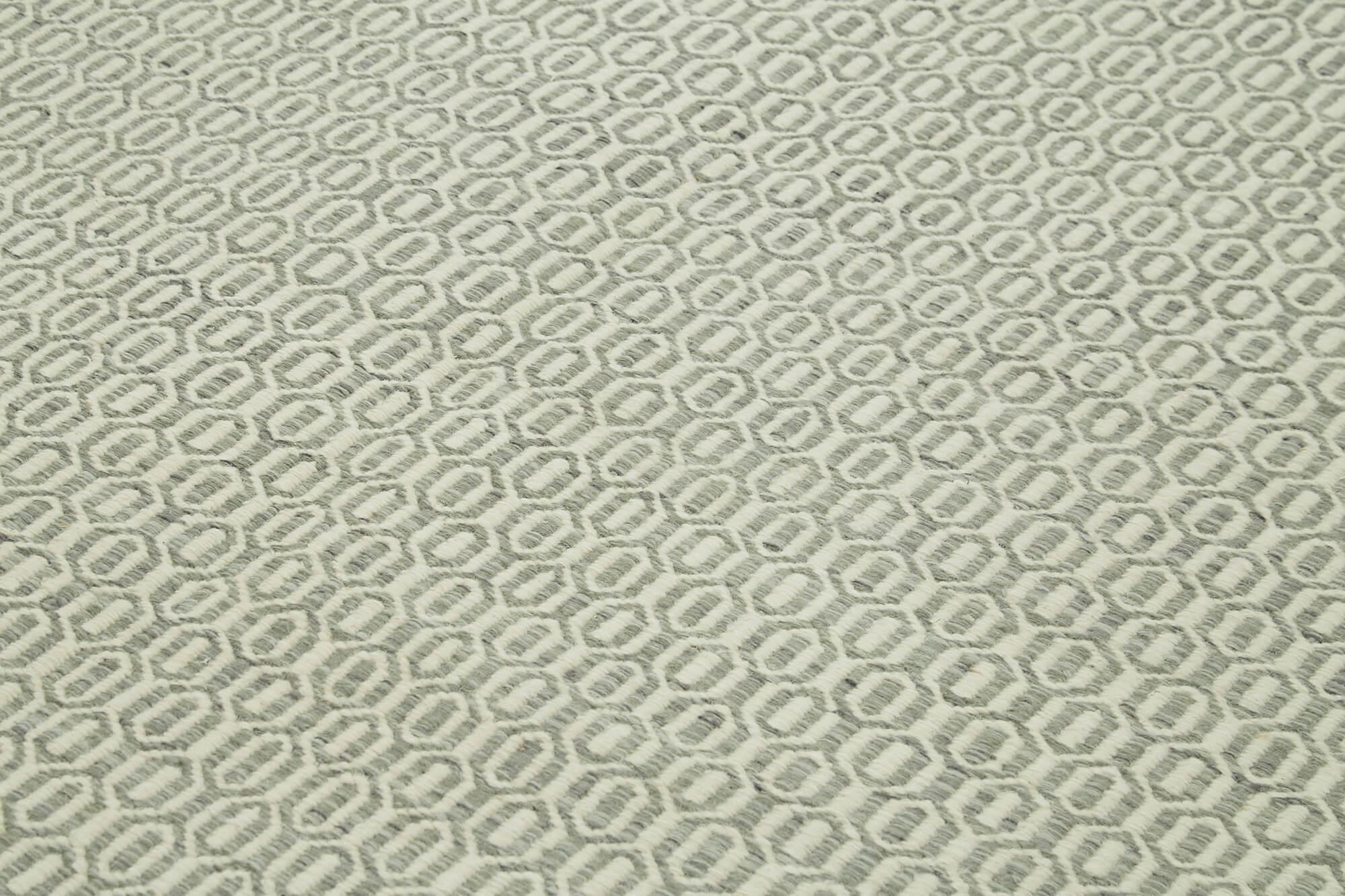 Nepal Geometric Gri Geometrik Yün Pamuk El Dokuma Halısı 244x305 Agacan