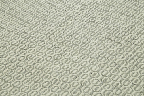 Nepal Geometric Gri Geometrik Yün Pamuk El Dokuma Halısı 244x305 Agacan