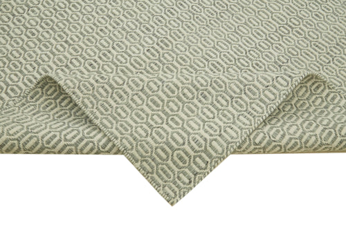 Nepal Geometric Gri Geometrik Yün Pamuk El Dokuma Halısı 244x305 Agacan