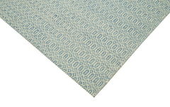 Nepal Geometric Mavi Geometrik Yün Pamuk El Dokuma Halısı 246x305 Agacan