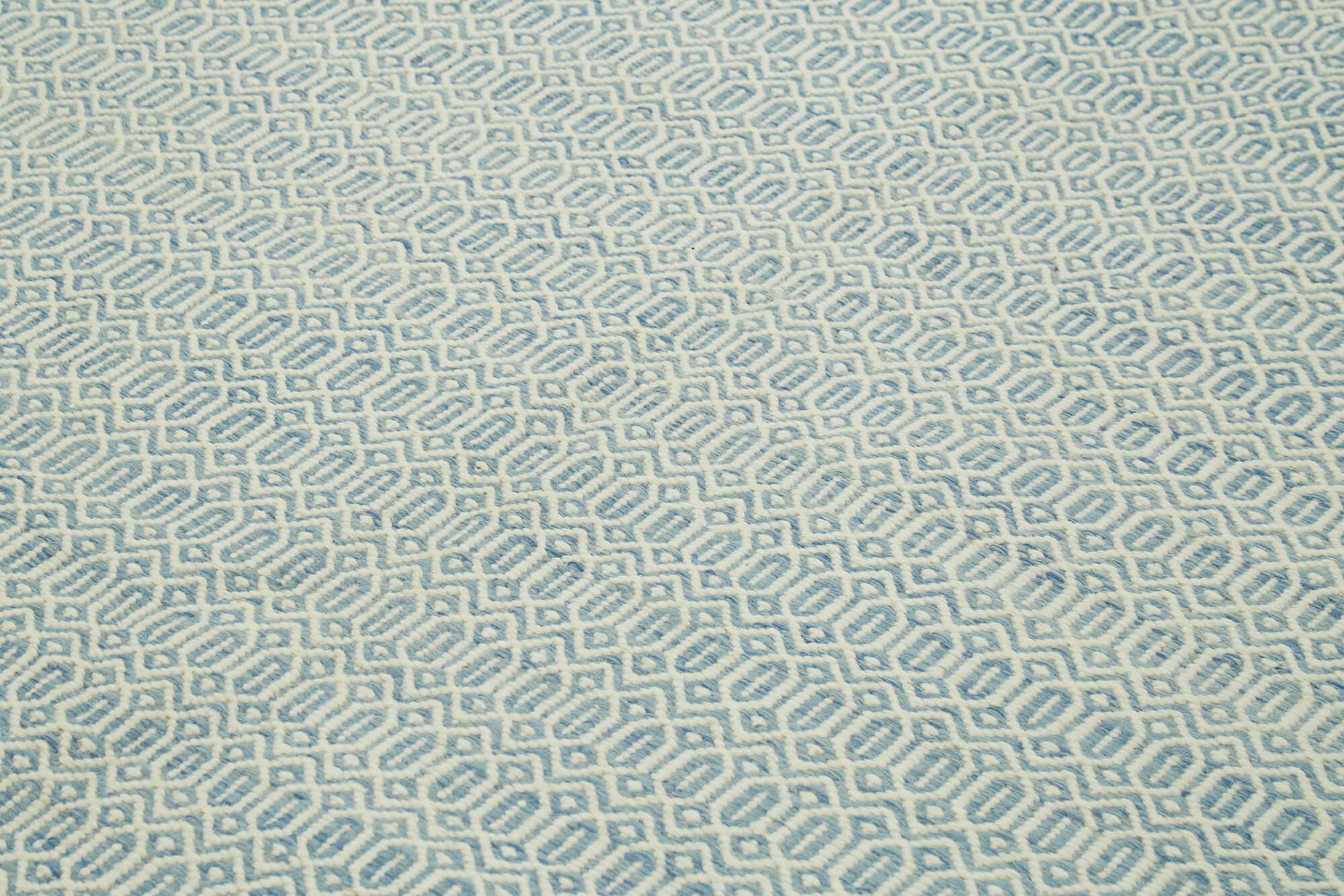 Nepal Geometric Mavi Geometrik Yün Pamuk El Dokuma Halısı 246x305 Agacan