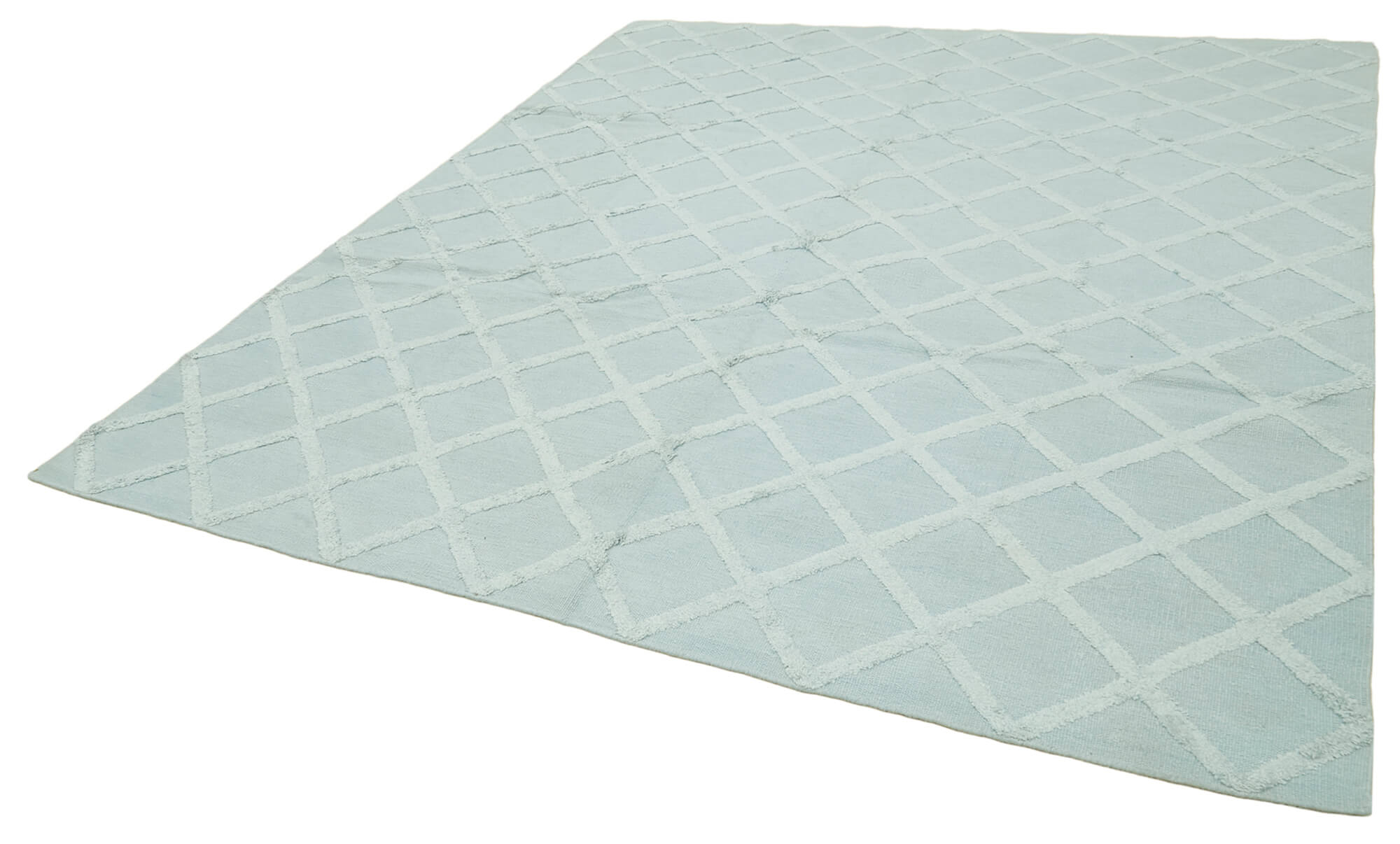 Nepal Geometric Mavi Geometrik Yün Pamuk El Dokuma Halısı 244x305 Agacan