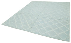 Nepal Geometric Mavi Geometrik Yün Pamuk El Dokuma Halısı 244x305 Agacan