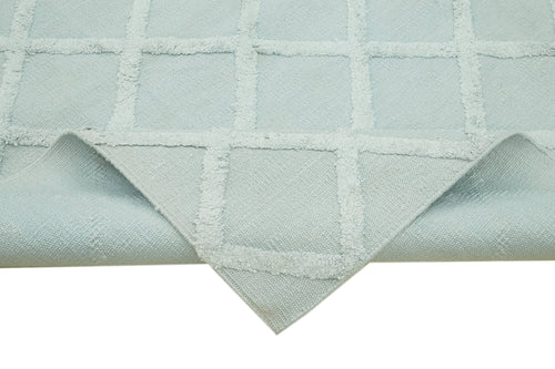 Nepal Geometric Mavi Geometrik Yün Pamuk El Dokuma Halısı 244x305 Agacan