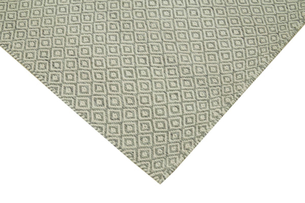Nepal Geometric Gri Geometrik Yün Pamuk El Dokuma Halısı 246x305 Agacan
