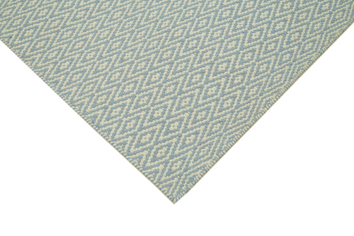 Nepal Geometric Mavi Geometrik Yün Pamuk El Dokuma Halısı 246x305 Agacan
